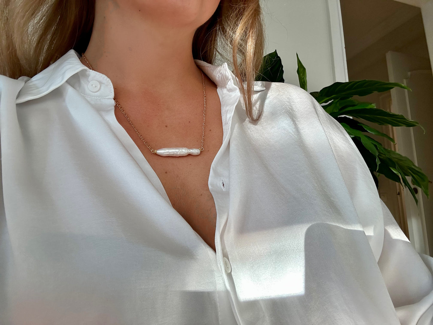 BAROQUE BAGUETTE DREAMSHINES PEARL short necklace