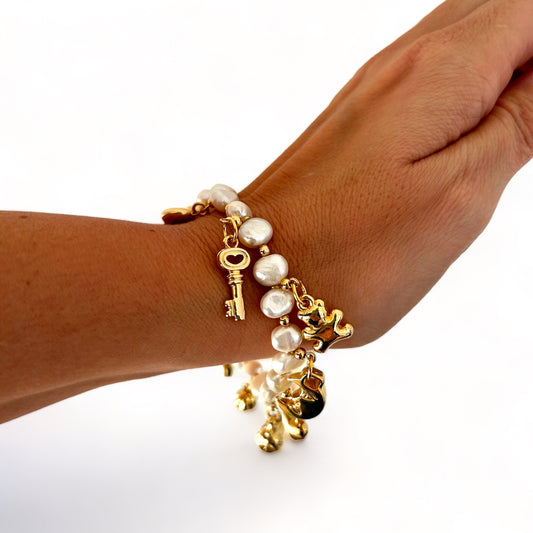 MY DREAMSHINES CHARMS AND PEARLS elastic bracelet