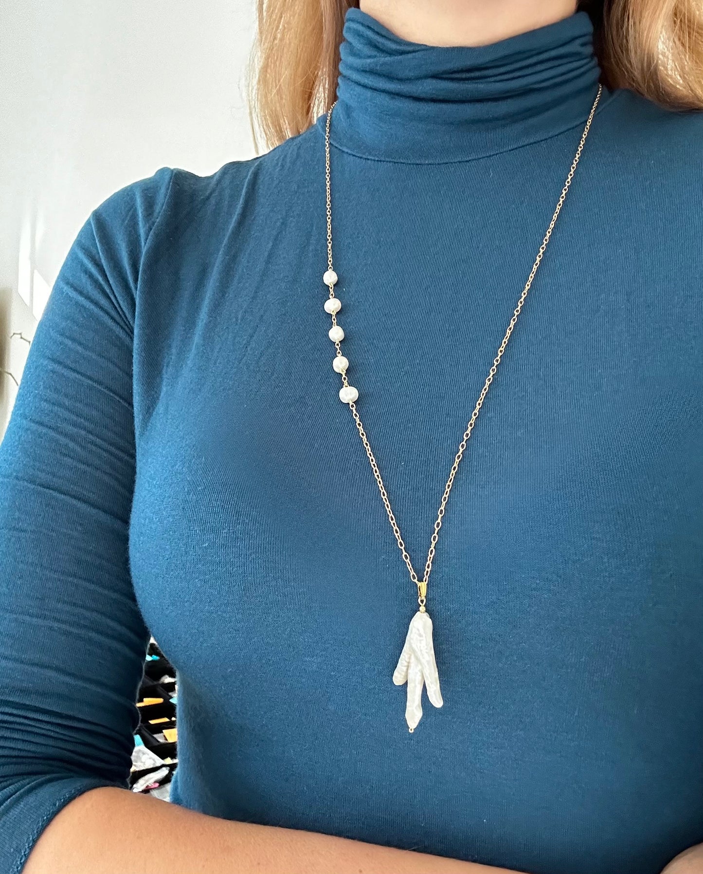BAROQUE BAGUETTE DREAMSHINES PEARL necklace long