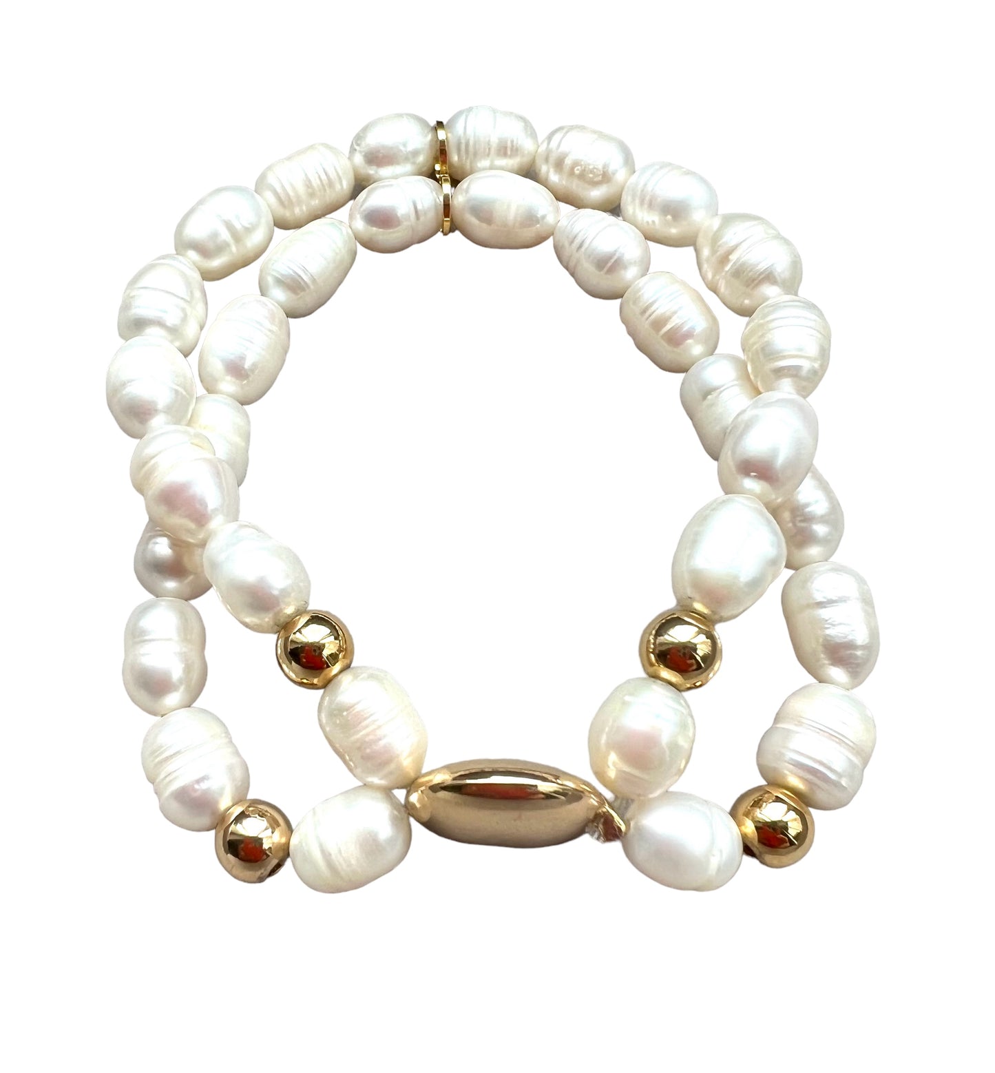 SPIRAL DOUBLE PEARL elastic bracelet by DREAMSHINES